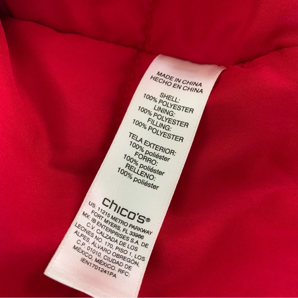 Chico’s Weekends Red Quilted Vest with Snap Buttons Size 16 - Picture 11 of 13